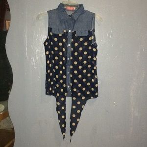 Sheer polka dot button up